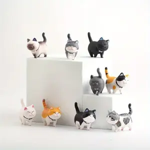9pcs Mini Landscape Cat Ornaments, Miniature Kitten Statues, Realistic Cat Animal Design for Dollhouse, DIY Micro Landscape Cat Sculpture Desk Decor, Kawaii Display Decor, Resin Sculptures