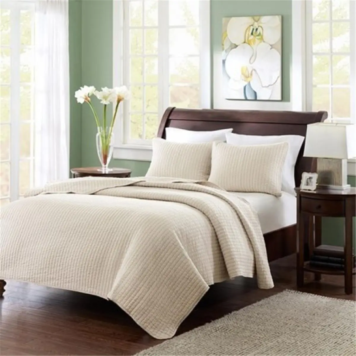 212 MAIN Keaton Quilt Bedding Set - Twin Extra Large Khaki Layering Set, Polyester Fiber, Pick Stitching Quilting Detail, Soft Texture (Reptile & Amphibian Decoration)