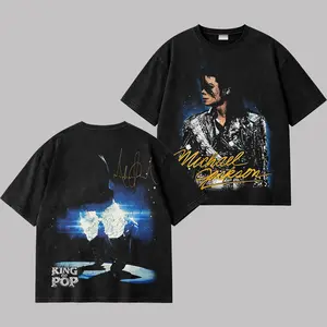 Michael Jackson V2 “King of Pop” Vintage Washed T-Shirt, Classic Pop Music Graphic Tee, Retro Washed Cotton Shirt, Iconic MJ Fan Merch, Oversized Streetwear Graphic Tee, 90s Music Legend Inspired Outfit