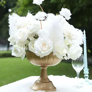 4-Pack Metal Flower Vases Compote Pedestal Bowl 8.5" in Grecian Urn Style Gold - Sophisticated Floral Wedding Centerpieces