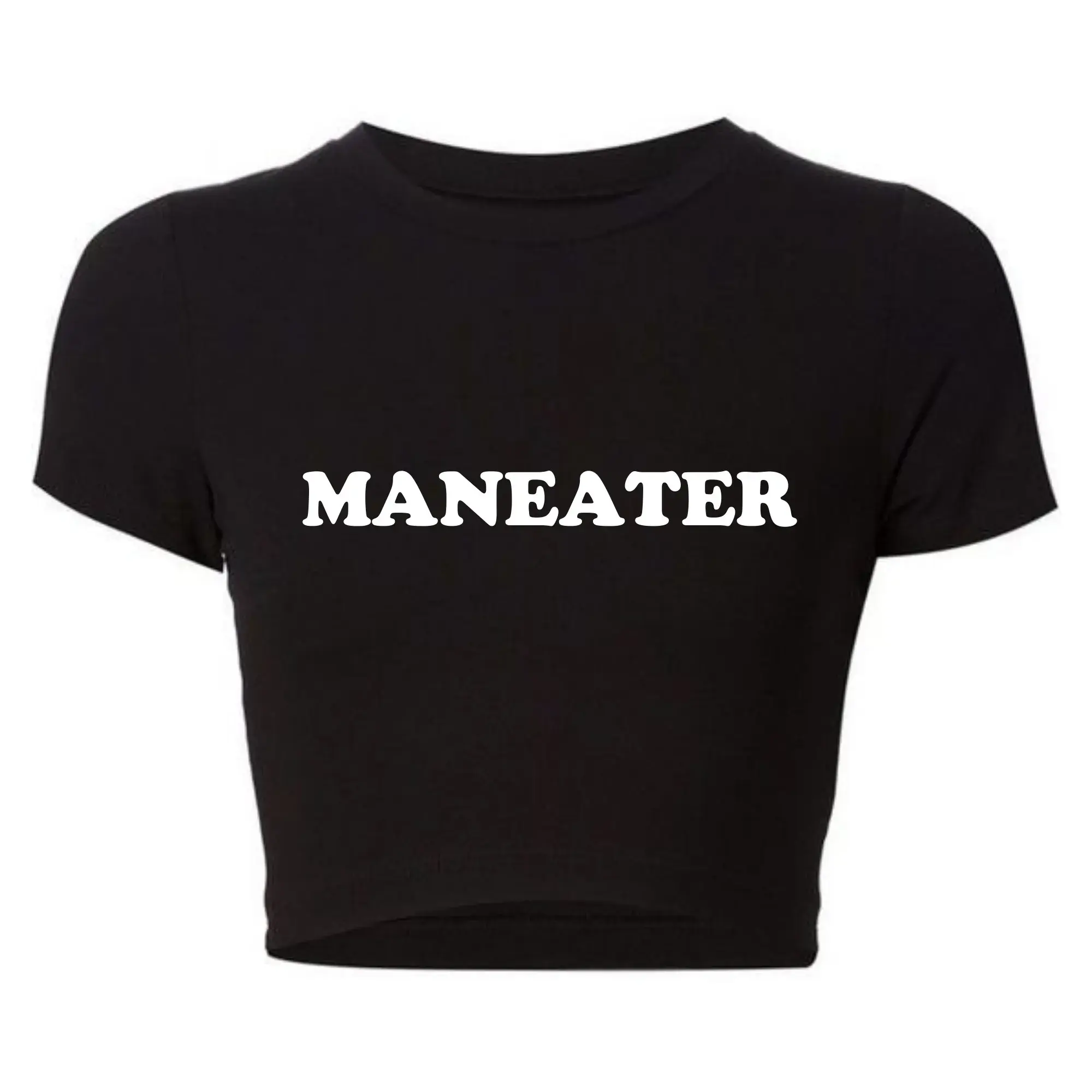 Baby Tees Maneater Funny Tv Shows Women T Shirts Vintage Crop Top Harajuku Baby Tee Y2k 2000s Grunge Goth Clothes Kawaii Tshirt Femme Y2k Aesthetics Tops Japanese Harajuku T-shirt Kpop Star Girl Y2k Goth anime graphics Print Short Sleeve baby Tee Clothing