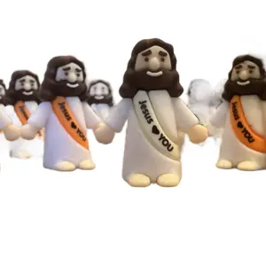 Little Mini Jesus Figures 100 Pcs Tiny Jesus Figures Cute Jesus Rubber Ornament Toys with “Jesus Love You” Slogan Religious to Hide and Seek Religious Christmas Christian Baptism Gifts,OutdoorFun Decor, Planting Seeds!