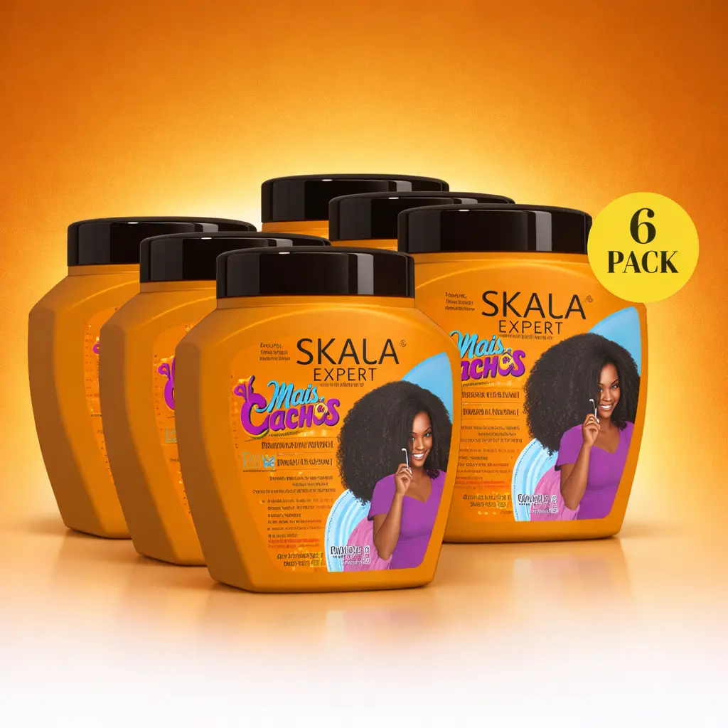 Skala Mais Crespos 2-in-1 Treatment & Leave-In Moisturizer, Hydrating Cream for Coily and African Curls, Vegan Haircare (6-Pack, 35.2 oz Each), Castor Oil, Curly Hair