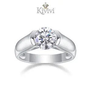 Classic semi-bezel 2-carat Moissanite ring, crafted from 925 silver plated with platinum, can be used as an engagement ring, wedding ring, date ring, everyday wear ring, Hypoallergenic ring，or birthday gift.