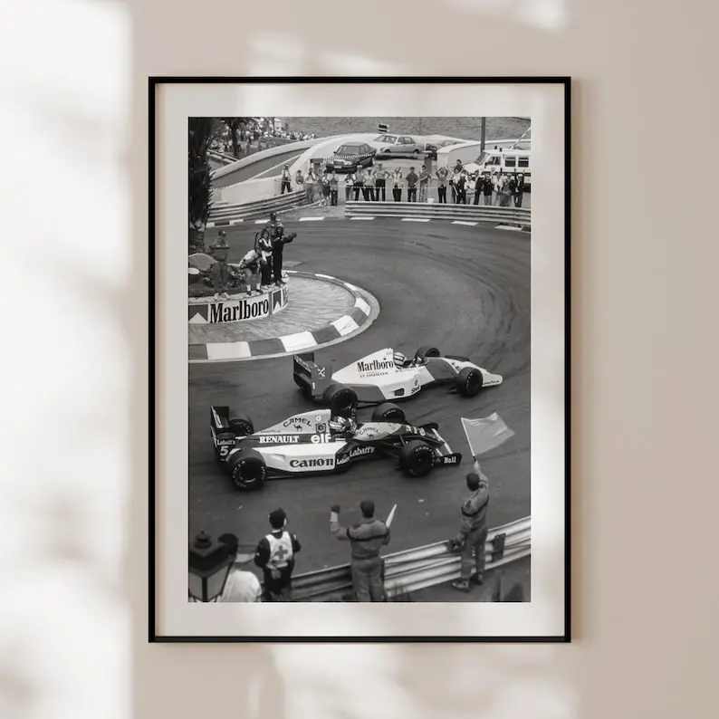 [Unframed Poster] Formula 1 Poster, black and white vintage print, motorsport wall art, F1 photography, elegant decor, retro F1 poster
