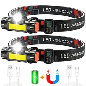 5PCS LED Outdoor Headlamp with USB Charging Telescopic Zoom Waterproof COB Headworn Work Light for Fishing and Outdoor Use