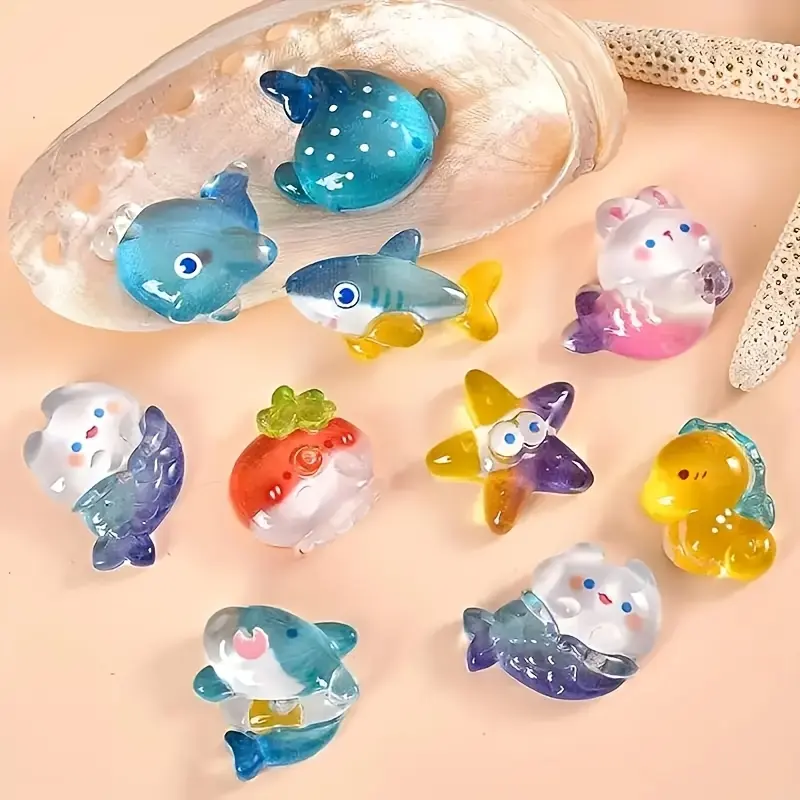 30pcs Ocean Animal Resin Beads, Mixed Sea Life Decorative Beads for DIY Jewelry Making, Hair Accessories, Shoe Decoration, Marine Life Charm, Bead Set, Beads for Crafts