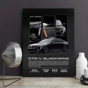 Cadillac CT5-V Blackwing Car Enthusiast Canvas Wall Art Poster, Premium Unframed High-Definition Print for Garage Office Home Decor, Luxury Supercharged V8 Sport Sedan Artwork, Unique Gift for Men