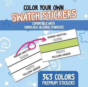 Swatch Stickers Compatible with Honolulu Alcohol Markers 363 Color Set