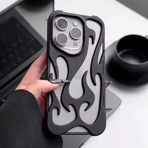 Matte Flame Pattern Phone Case for iPhone 14-16 Series - Durable Design, Lightweight Construction, Compatible with All Models