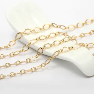 14K Gold-Plated Copper O-Link Chain Choker DIY Necklace Jewelry Bracelet Jewelry Accessories