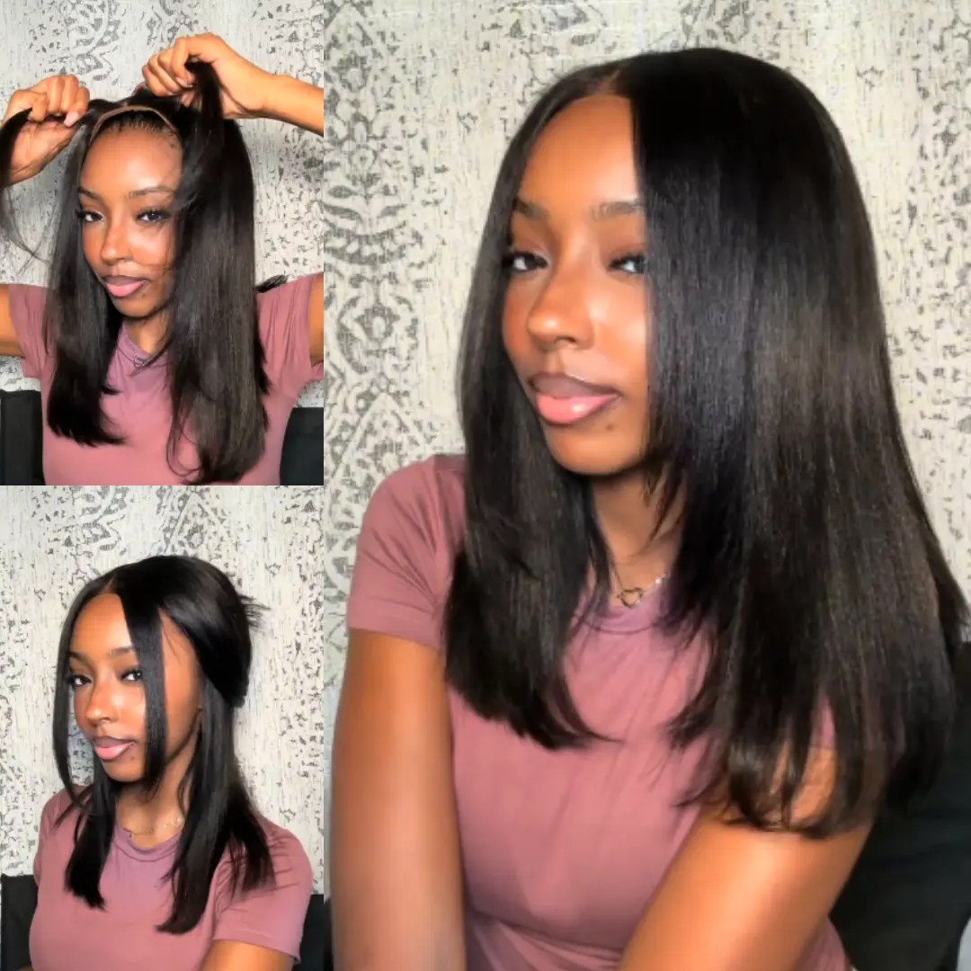 【Upgraded】Nadula Yaki Straight Put On & Go Human Hair Glueless Summer Wig With Drawstring Bob Style 13x4 7x5 Pre-Cut Lace & Natural Scalp SummerTurnUp
