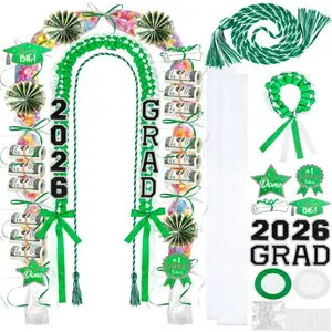 ONERIR 18 Pcs Graduation Leis 2026 Class of 2026 Graduation Candy Lei Kit Double Ribbon Graduation Leis Necklace Graduation Gift Party Accessories for Women Men
