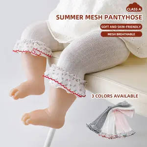 Summer Lightweight Mosquito-Repellent Mesh Leggings for Girls - Ruffled Breathable Capri-Length Pants, Versatile Infant & Toddler Bottoms playful design accent