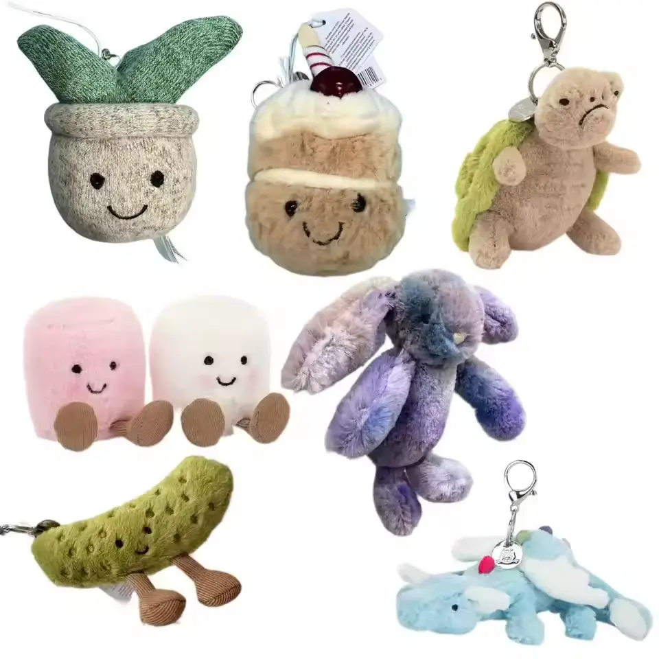 2026 Jellycat Kawaii Stuffed Animal Keychain, Super Soft Plush Bag Charm, Cute Backpack Pendant, Collectible Keyring, Birthday Christmas Gift