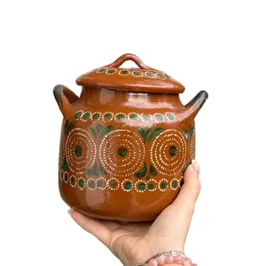 Olla Frijolera De Barro Pot Small Mini Cookware Clay Mexican Smooth Rustic Traditional Classic
