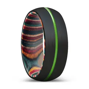 KOMODO | Tungsten Multi-Color Wood Inlay Ring 8mm