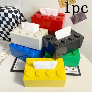 Creative Block Design Tissue Box, Desktop Tissue Holder, Wall Mounted Tissue Box, Decorative Tissue Holder for Home Kitchen Bedroom Living Room Dining Room, Bathroom Accessory