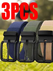 3pc Men's Outdoor Fashion Belt, Casual Sports Waistband, High-Quality Men's Sport Belt, Suitable for Sports, Campus, Versatile Trendy Pants Belt