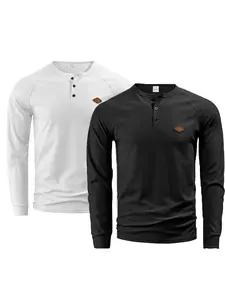 Men's Two-Piece Set Round Neck Leather Tag Long Sleeve Top Sweatshirt Base Layer Regular Fit Fashion Clothing