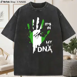 Nigerian Flag Proud Tee – Washed Cotton IT'S IN MY DNA Graphic T-Shirt