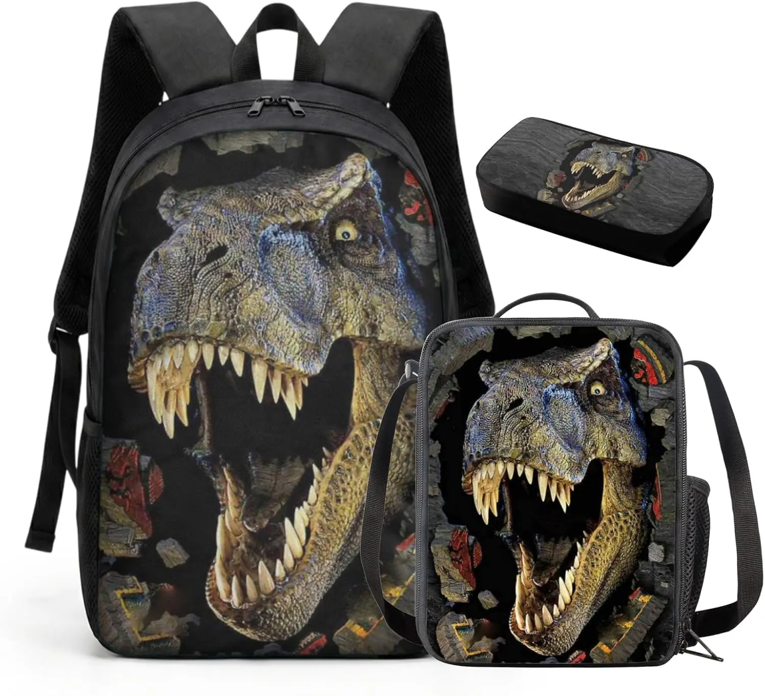 3 Pcs School Bag Set with Thermal Insulated Lunch Tote Purse Pencil Case