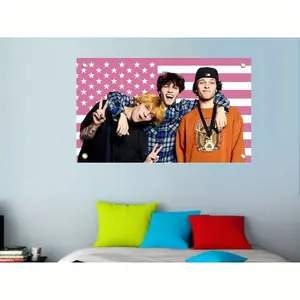 3x5ft American Sturniolo Triplets Flag Tapestry with 4 Brass Grommets - Vibrant Polyester Decor for Bedroom, Dorm, Concert, or Bar - Indoor/Outdoor Use