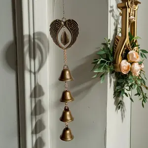Roman Vintage Metal Wind Chime, Durable Iron Hanging Ornament with Chain, Indoor Outdoor Home Patio Garden Decor Accent