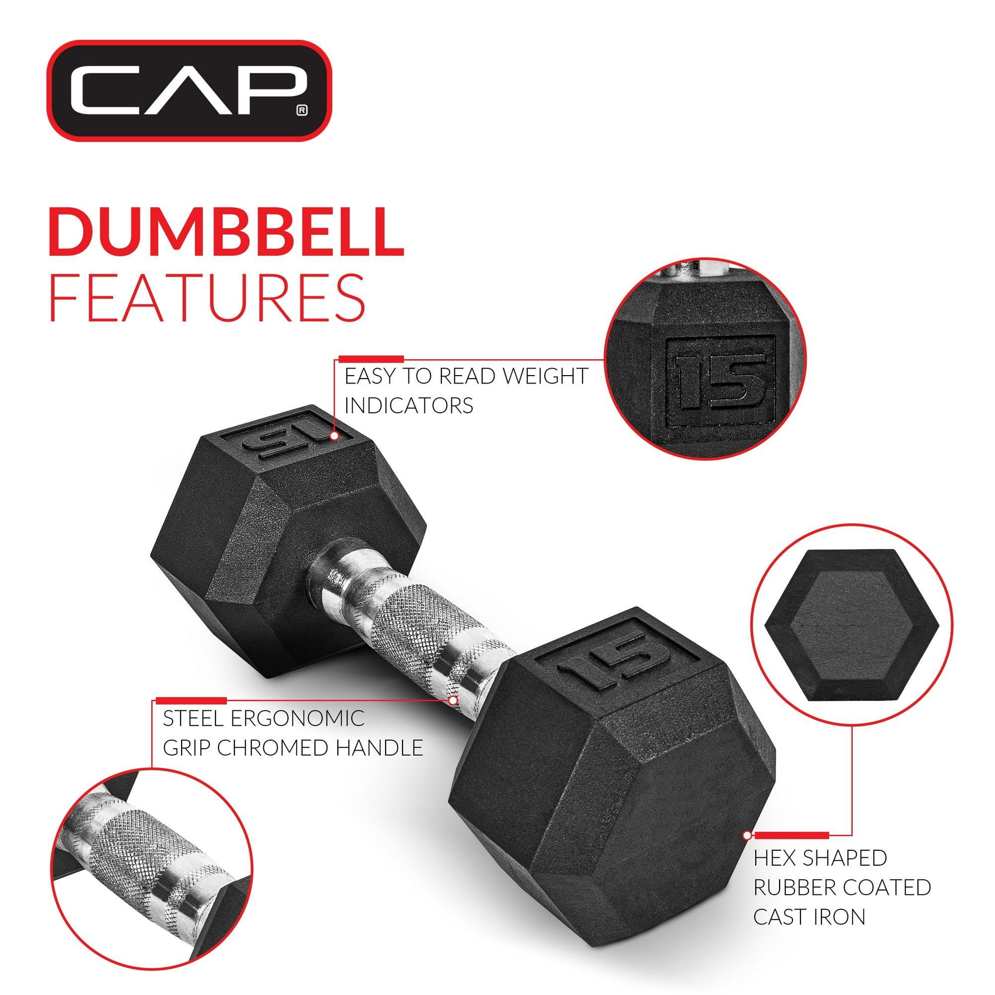 20lb Coated Rubber Hex Dumbbell, Pair