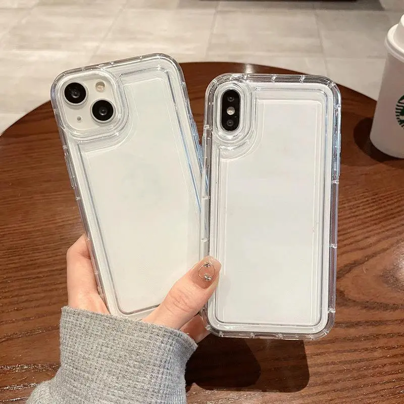 Minimalist Transparent Phone Case for iPhone 17-11 X XSMax with Built-In Shockproof Airbags Non-Yellowing Full Coverage Protection Perfect Christmas Gift