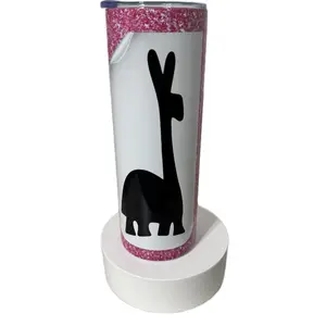 Kuzco "Poison" Design 20oz Tumbler with Pink Glitter Accents and Black Llama Graphic