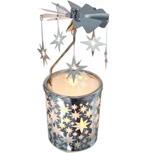 Carousel Candle Rotary Candle Holder Spinning Windmill  Light Metal Candlestick for  Decorate ( )