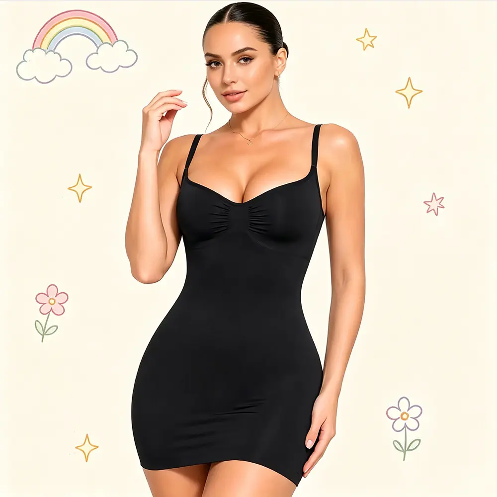 [Sculptella shop]Shapewear Slips for Under Dresses, Full Slip Dress for Women Tummy Control Body Shaper Seamless Shaping Dress
