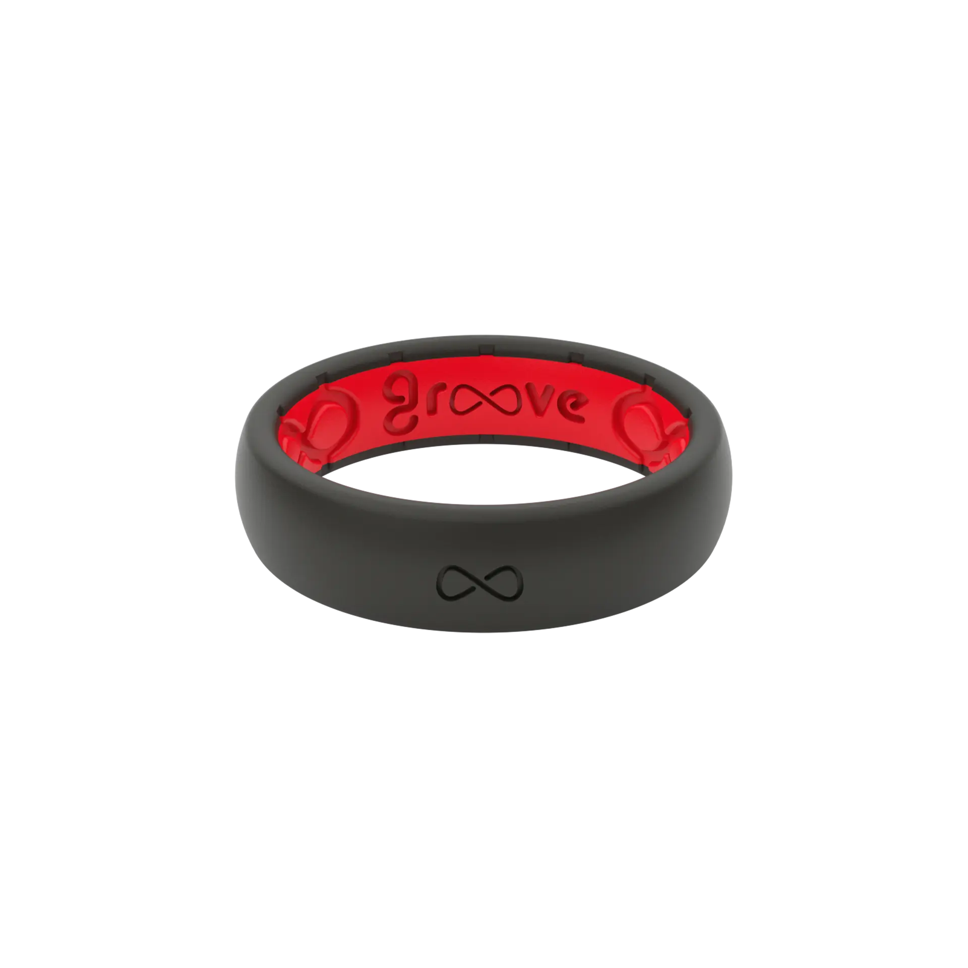 Solid Midnight Black & Raspberry Red Thin Ring Solid Midnight Black & Raspberry Red Thin Ring