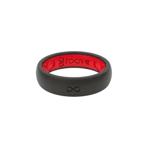 Solid Midnight Black & Raspberry Red Thin Ring Solid Midnight Black & Raspberry Red Thin Ring