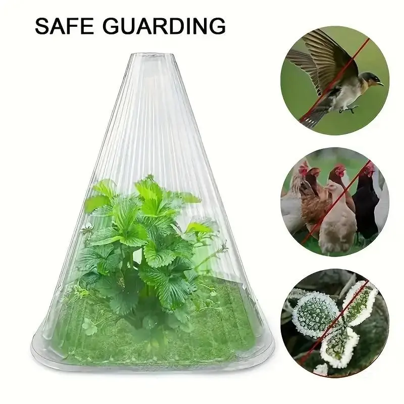50 Reusable Plastic Plant Bell Cups, Vertical Ridges for Lighting and Support, Prevent Birds, Frost, and Snails, Plant Protector, Gardening Essentials, Reusable Plant Cover, Plant Supplies