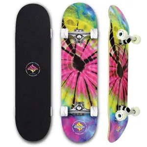 Shark Wheel TYE DYE STREET SKATEBOARD COMPLETE 31.6'' x 8.125'' Maple Deck 14'' Wheelbase 54mm 99a Twisted Formula Trucks Bearings Grip Tape