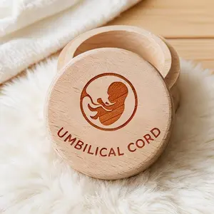 1-piece wooden storage box with fetal umbilical cord pattern design, fetal hair collector, umbilical cord and fetal hair storage box, birth souvenir, home decoration, birthday gift, Ornaments, Decorative