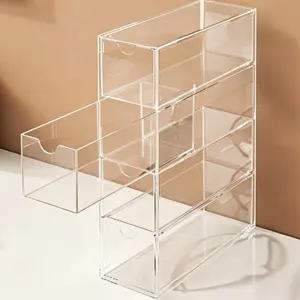 Multi-layer drawer storage box, organizing box, multi-layer transparent hair accessory storage box, stackable bathroom container, Clear storage box, suitable for organizing jewelry, cosmetics, hair bands and stationery