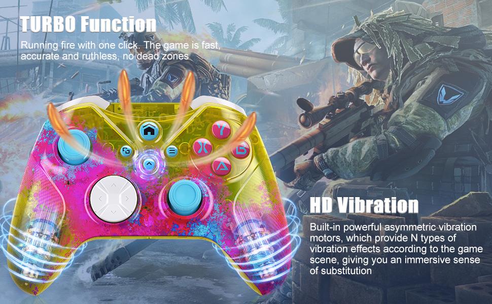 Coloured Glaze Xbox One S Wireless Controller Pro, Multi-Platform Gamepad for Xbox One/PC/Android/iOS with Turbo, Macro & Dual Vibration, Bluetooth/USB-C/WiFi Connectivity