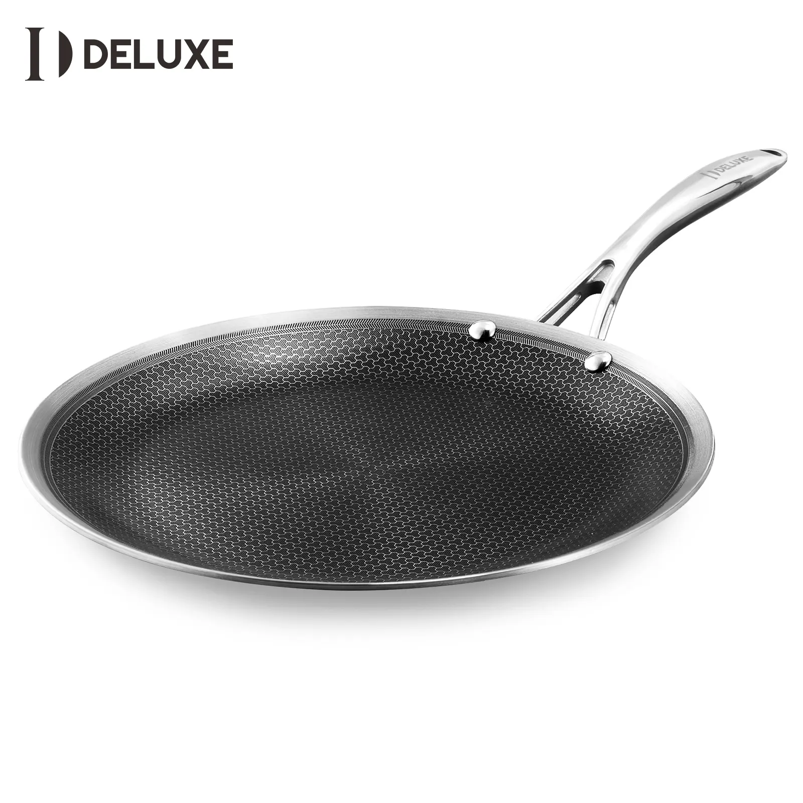 DELUXE Hybrid Nonstick Griddle Pan,13-Inch,Stay-Cool Handle,Dishwasher&Oven Safe,Induction-Ready Cookware