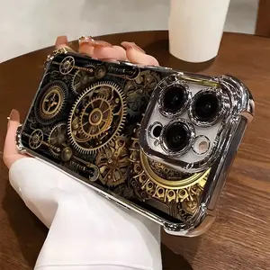 Steampunk Gear Phone Case for iPhone 17 16 15 14 13 12 11 PRO MAX PLUS, AIR and X XS MAX, Elegant Luxury Style, Durable Shockproof Anti-drop Protective Phone Case, Steampunk Design, UV Printed Shockproof Protective Cover, iPhone Phone Case