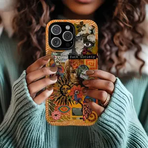 Y2K Psychedelic Collage Phone Case, Retro Indie Aesthetic Phone Case