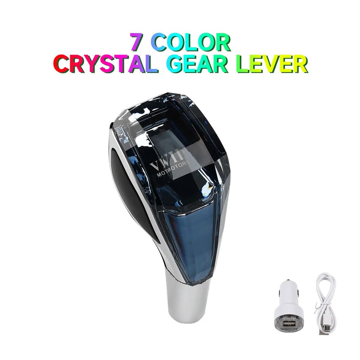 VIP Logo Crystal Gear Shift Knob Touch Sensitive LED 7 Color USB Rechargeable For Honda Chevrolet NISSAN Subaru Toyota  Ford  Lexus Shifter Car Accessories Automotive