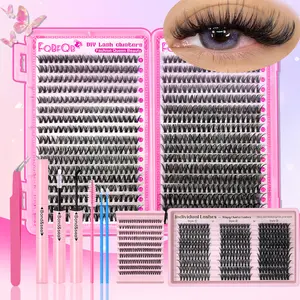 720/300/200pcs DIY Eyelash Extension Set Single Eyelash Tuft, 9-18mm Mix 30D 40D 50D 80D with Eyelash Bonding & Tweezers for Beginners, Diy Lash Kit, Exquisite Gift Set Exquisite Gifts, New Year Gifts, Valentine's Day Gifts