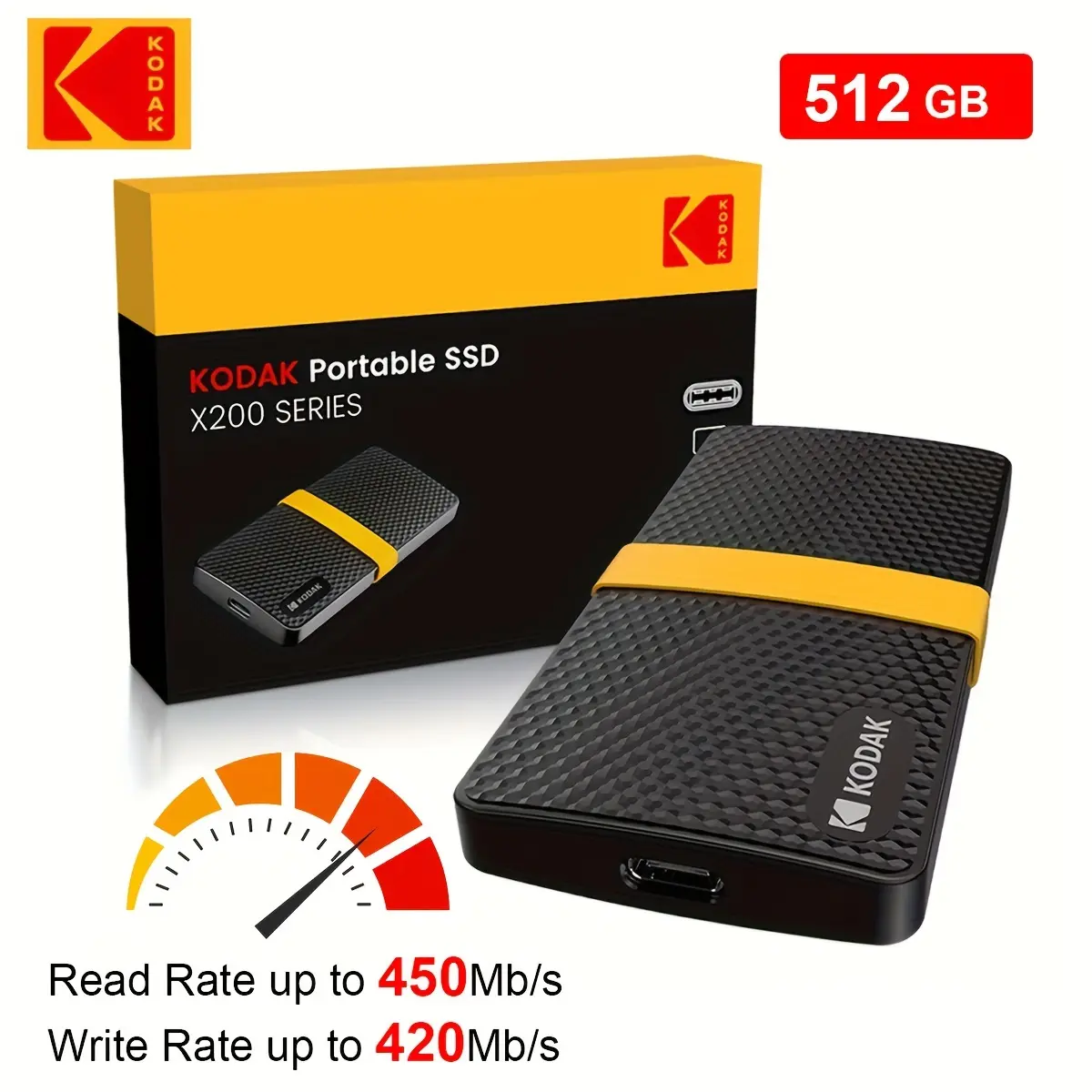 Kodak X200 Portable External SSD Hard Drive 1TB USB 3.1 Mini