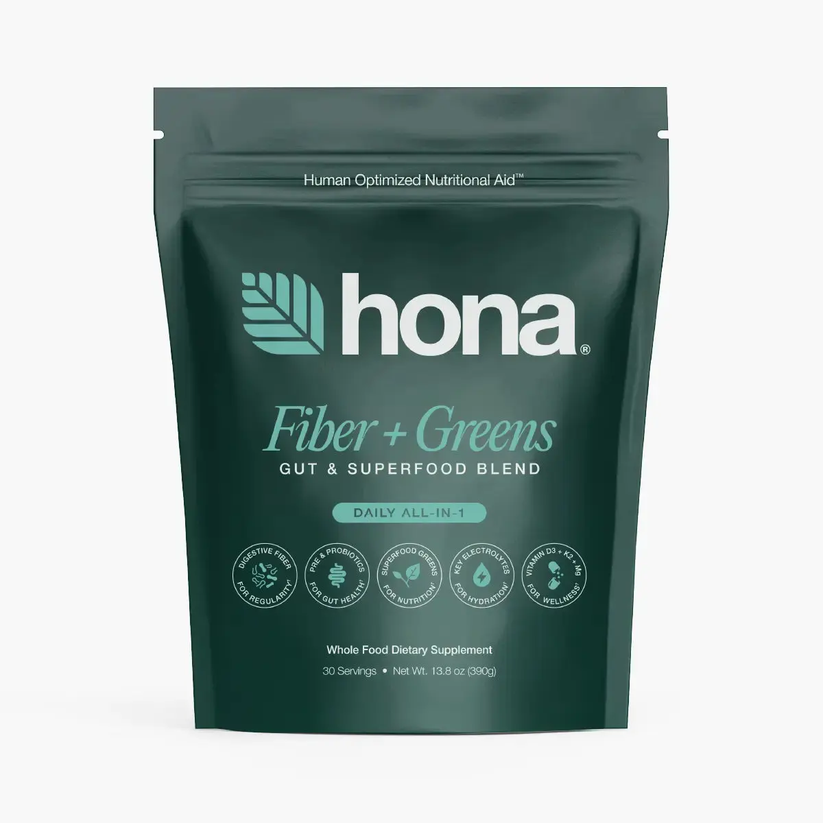 HONA Fiber and Greens XL Value Pack, Choose 60 or 90 Count | Dietary Fiber Supplement and Daily Gut Health Drink Mix with 8g Fiber, Psyllium Husk, Prebiotic Fiber, Probiotics and Super Greens | Digestive Health Support for Active Adults