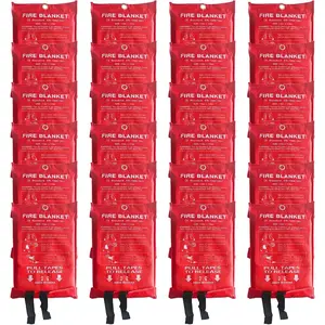 24 Packs Fire Blanket - 39.37x39.37 Inches, 1100? Heat Resistant,  Fire Suppression Blanket for Kitchen, , , Camping - Easy to Use, , , Compact & Lightweight
