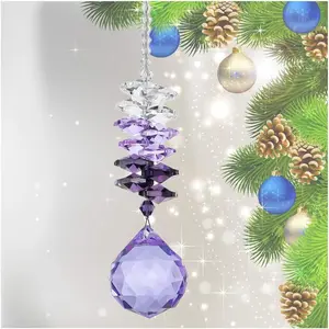 30mm Purple Chandelier  Ball Rainbow Octogon Chakra Hanging Suncatcher Decorating Balls