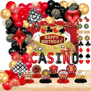 Casino Theme Party Decorations, Casino Birthday Party Decorations Supplies, Las Vegas Party Decorations, Poker Happy Birthday Backdrop, Casino Honeycomb Centerpieces, Casino Balloons Garland